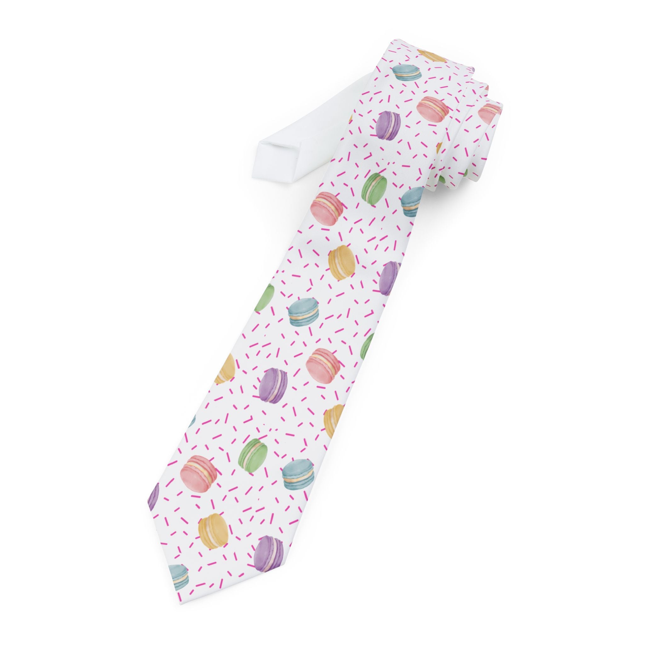 Macarons and sprinkles French pâtisserie Pattern Necktie, Pastel Sweets Sprinkles