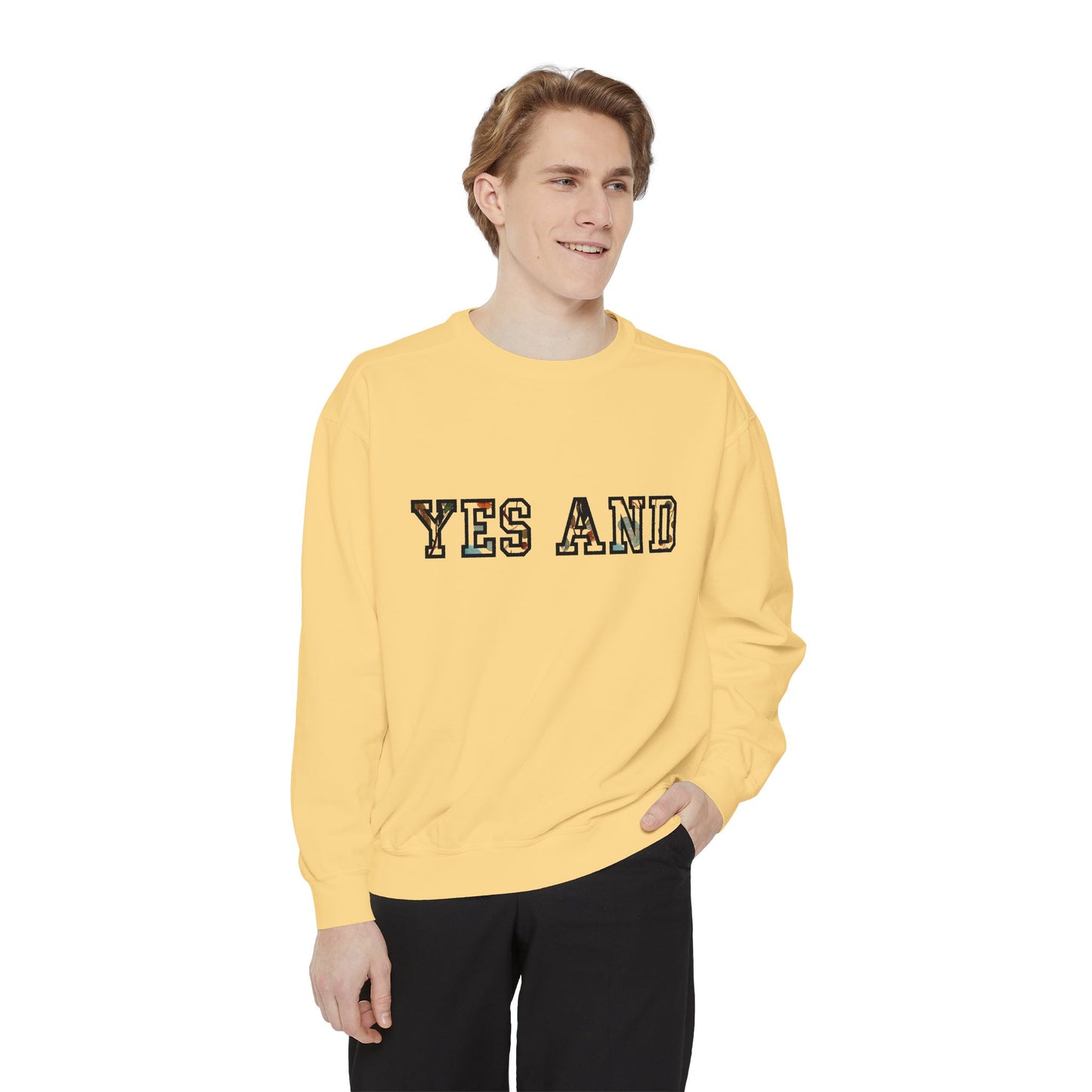 Sweat-shirt Oui et texte en bloc, couleurs confort