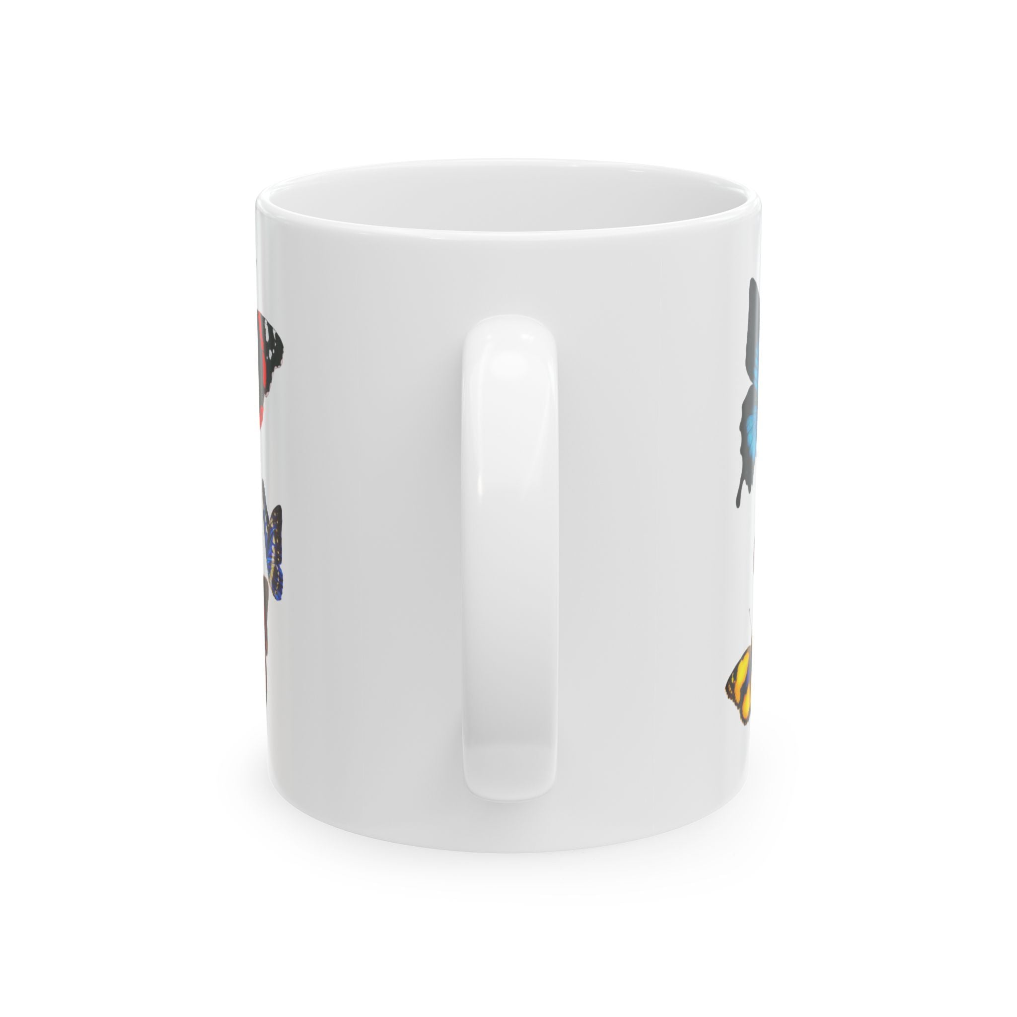 蝴蝶 (Húdié) Chinese butterfly Vintage Style Ceramic Mug, Colorful insect Design, 11oz and 15oz