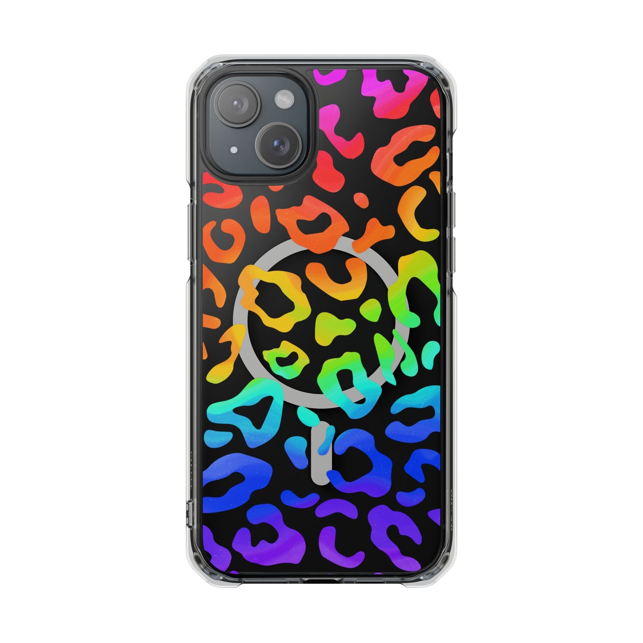 Bespattered Facade Watercolor Rainbow Leopard MagSafe Clear Impact Case