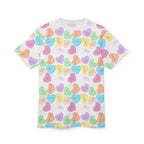 French sass Conversation Heart Pattern Tee, All-Over Print Candy Hearts T-Shirt by Printify
