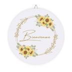 Bienvenue Sunflower Wooden Welcome Sign by Printify