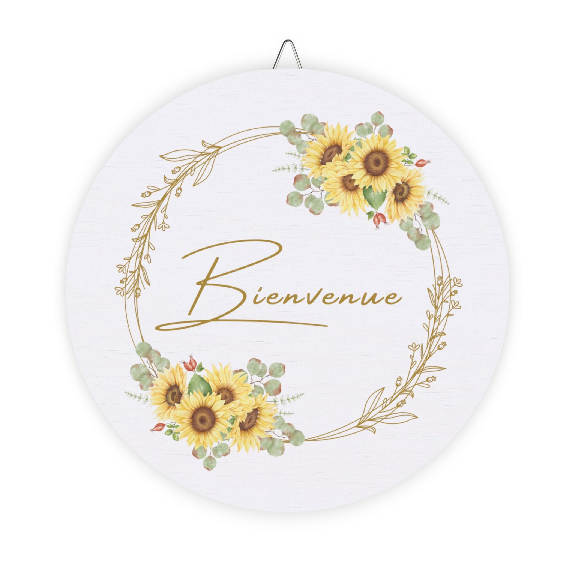 Bienvenue Sunflower Wooden Welcome Sign