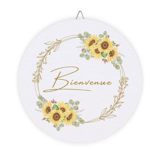 Bienvenue Sunflower Wooden Welcome Sign