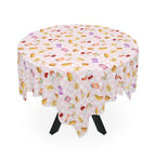 Cute pink gingham foodie Picnic Tablecloth, Cute Sweets Patterned Table Cover for Kids Parties, Everyday Decor