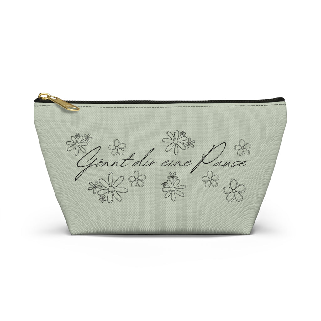German mental health Accessory Pouch "Gönnt dir eine Pause" (Give yourself a break) Floral Makeup Bag, geschenk