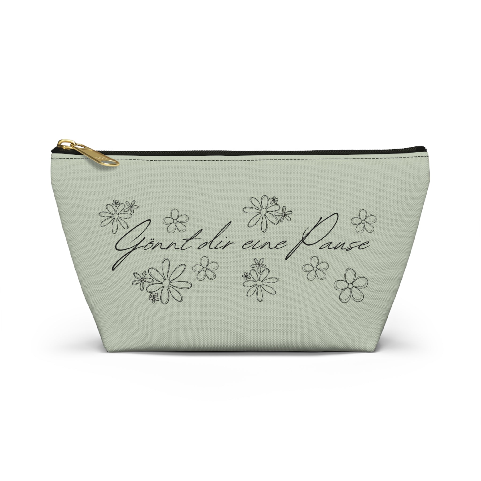 German mental health Accessory Pouch "Gönnt dir eine Pause" (Give yourself a break) Floral Makeup Bag, geschenk