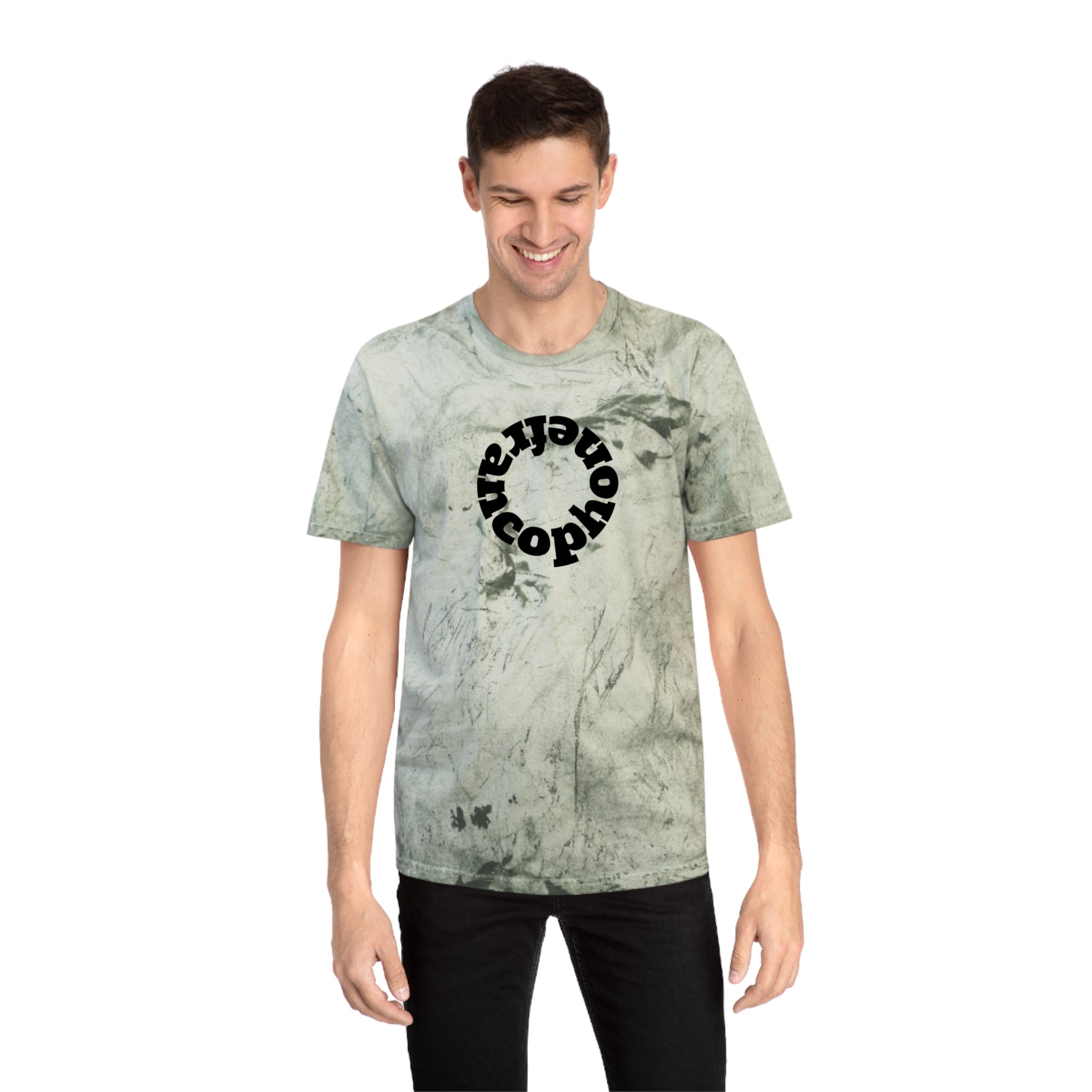 Francophone circular tye-dye tee shirt, retro unisex t-shirt for French language speakers