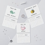 French motivational phrases kawaii Monthly Wall Calendar 2027, Cute Encouragement Calendar