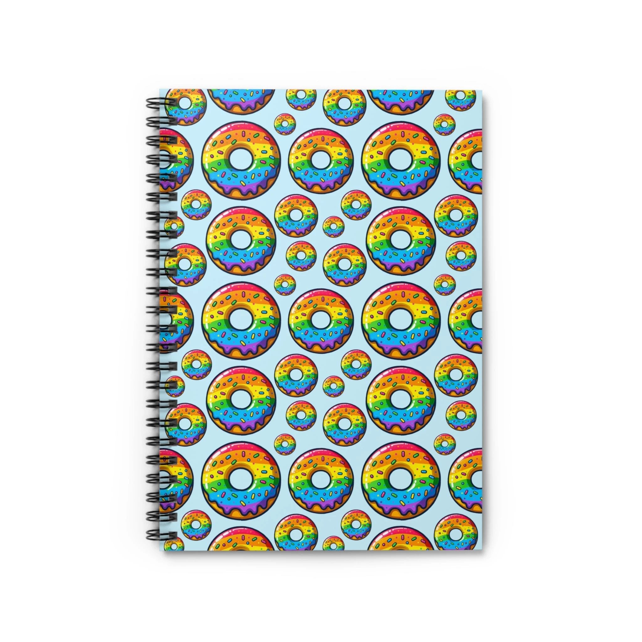 Bespattered Facade Rainbow Sprinkle Donut Spiral Notebook - Lined Pages by Bespattered Facade