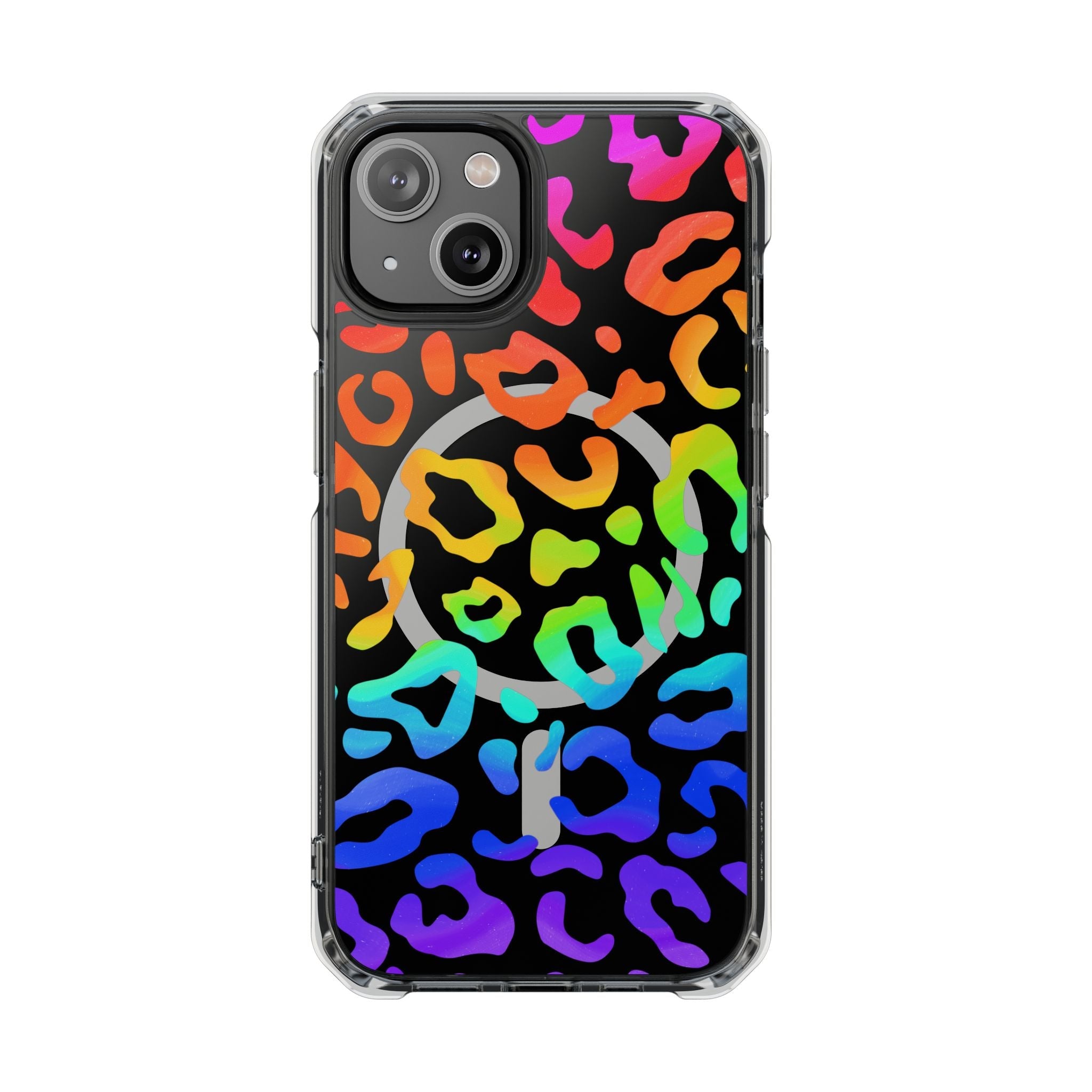 Bespattered Facade Watercolor Rainbow Leopard MagSafe Clear Impact Case