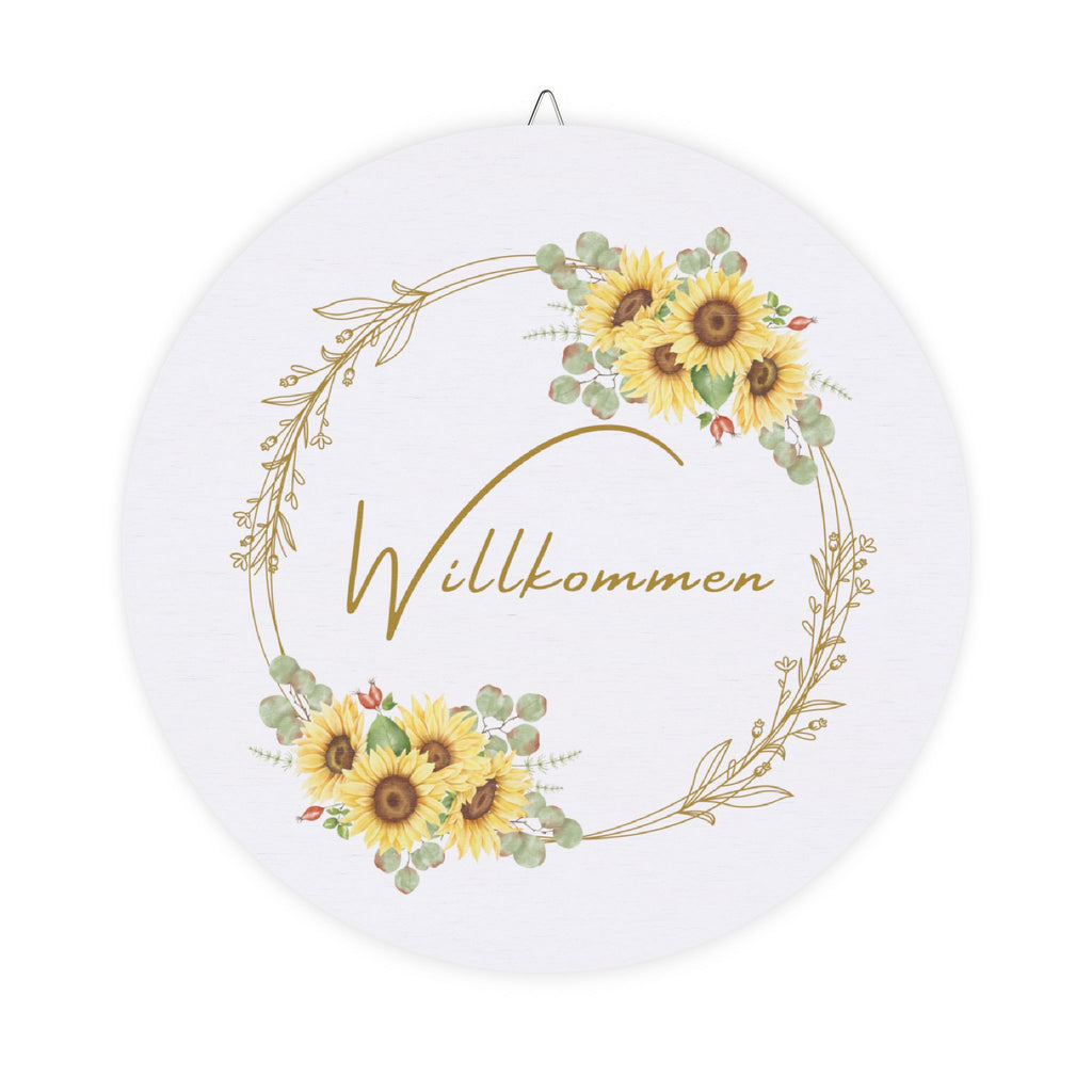 Willkommen Sunflower Welcome Sign for Front Door