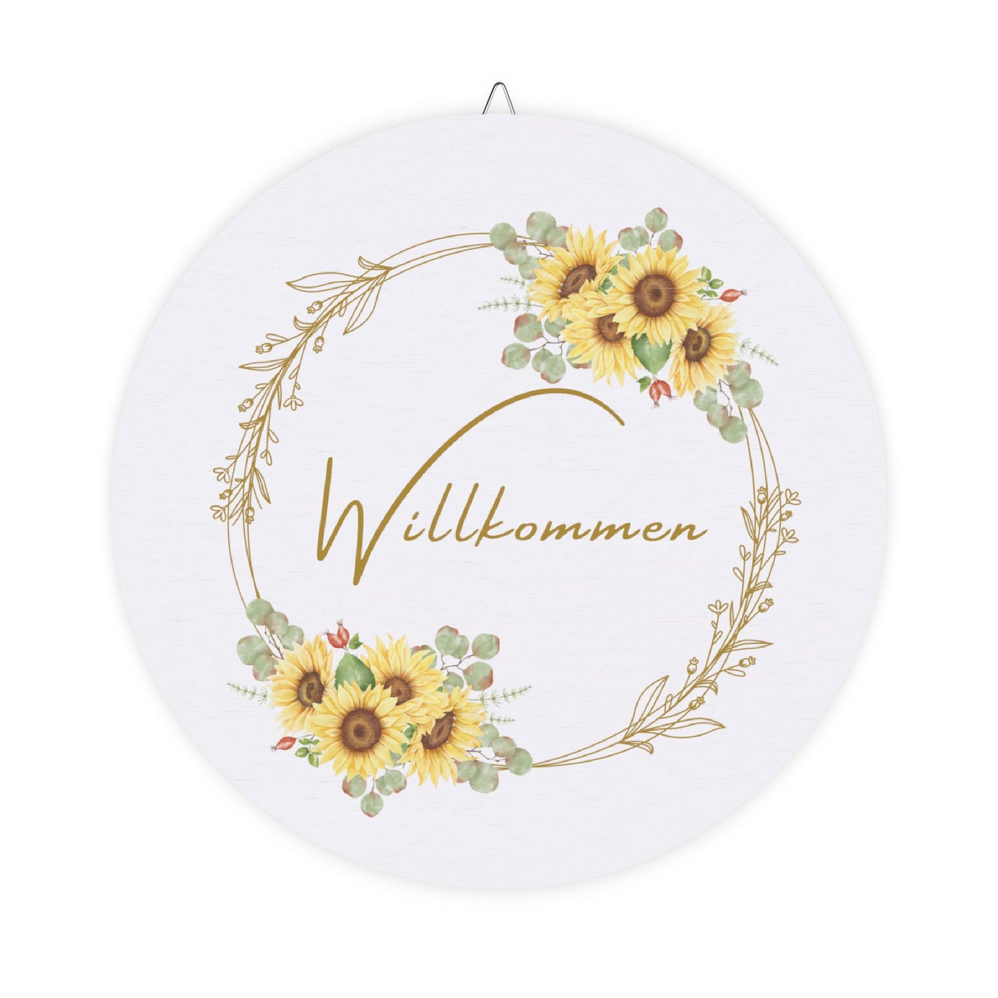 Willkommen Sunflower Welcome Sign for Front Door