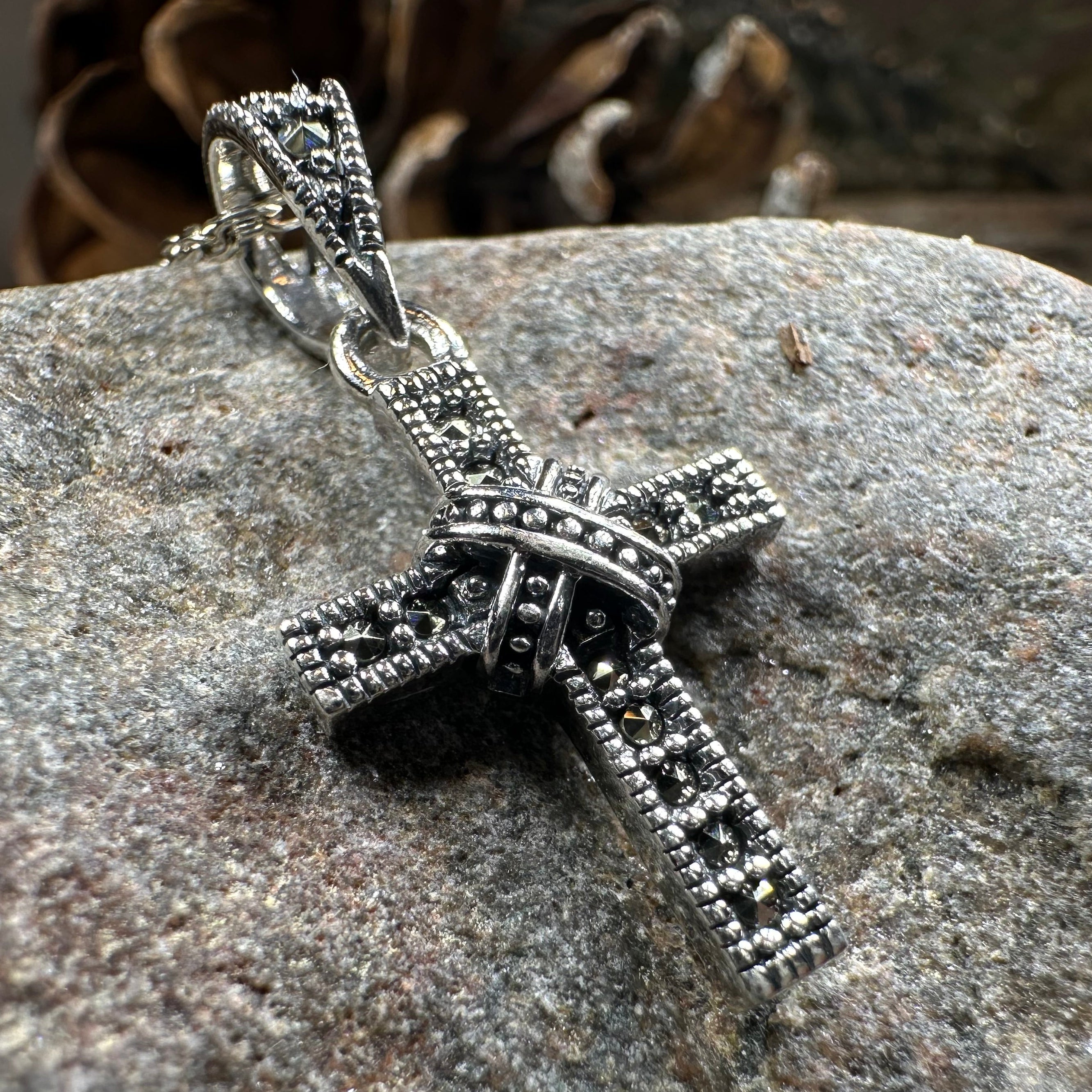 Petite Marcasite Cross Necklace