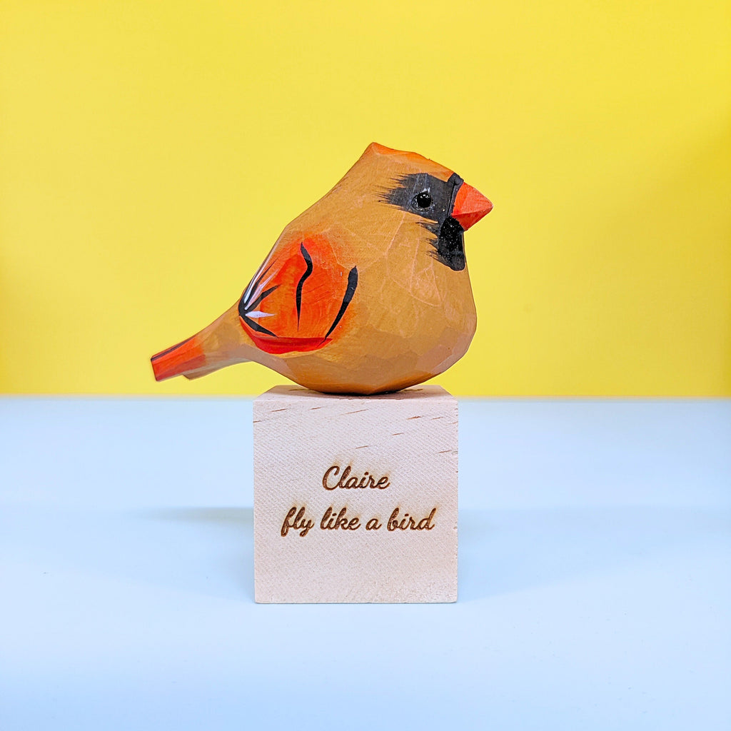 Hand Carved Cardinal Bird, Unique Gift for Loved Ones