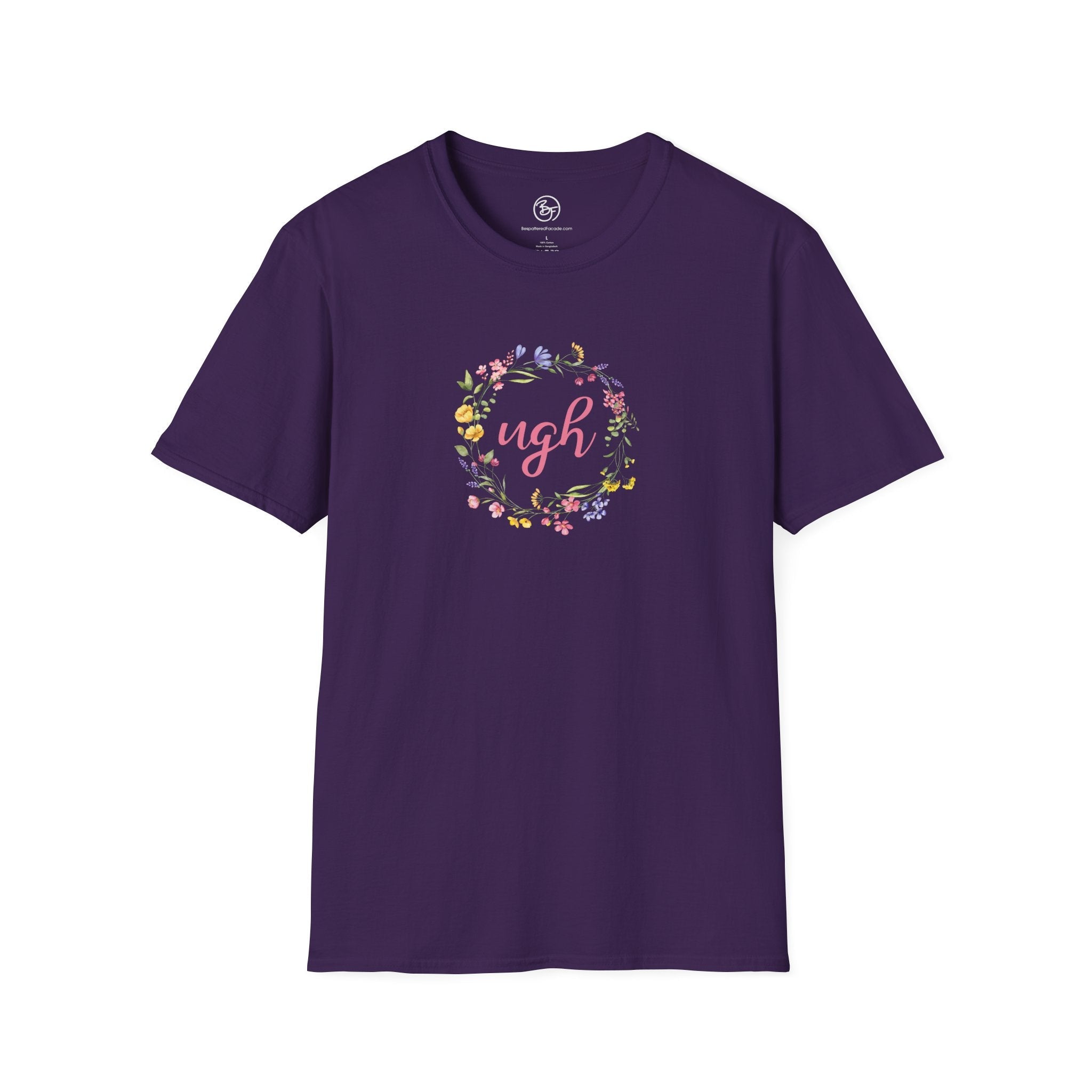 Bespattered Facade "Ugh" Floral Unisex Softstyle T-Shirt
