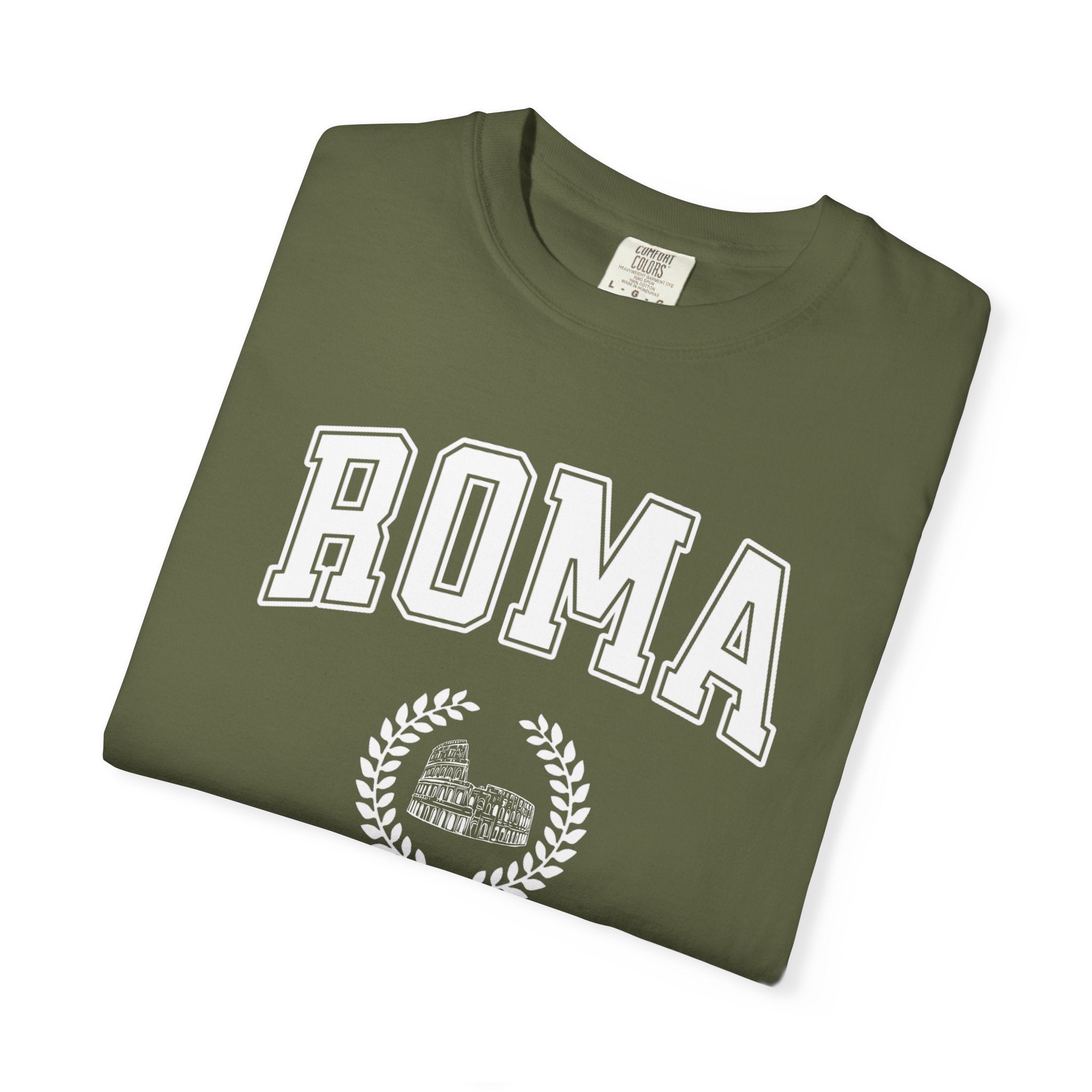 Roma College-Style T-Shirt — Vintage Italian Travel Tee with Colosseum graphic