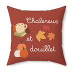 Chaleureux et douillet French Autumn Cozy Pillow, Fall Decorative Cushion for French home decor