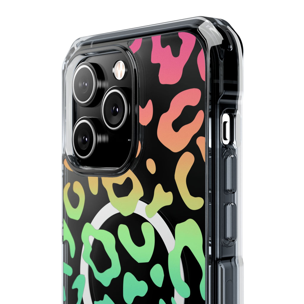 Bespattered Facade Bright Rainbow Leopard MagSafe Clear Impact Case