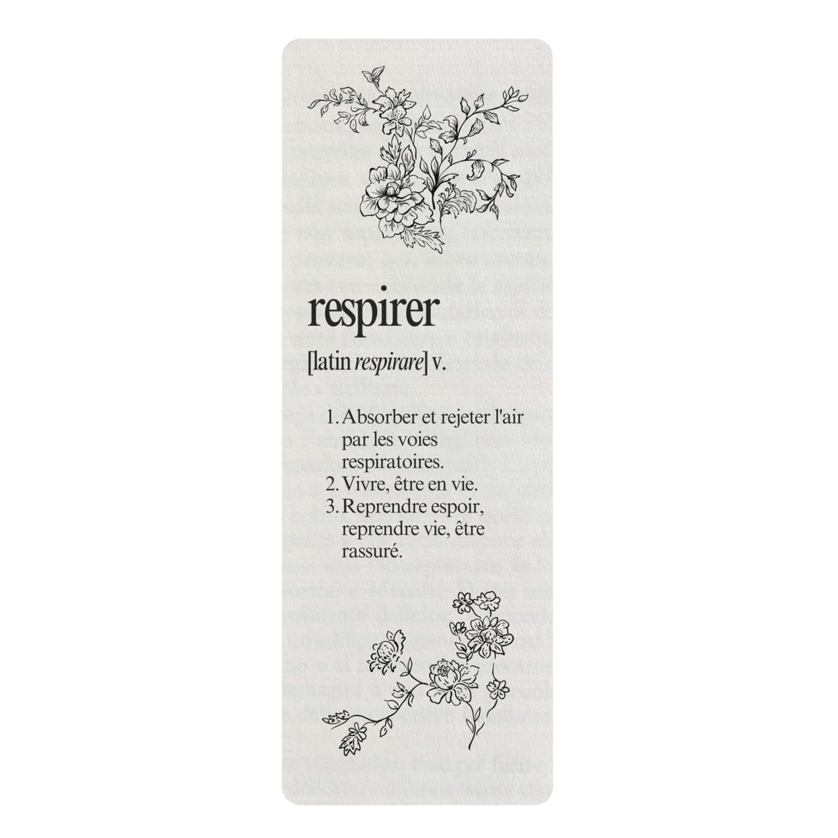 Respirer French Definition Floral Rubber Yoga Mat, Breathe floral Typography Mat