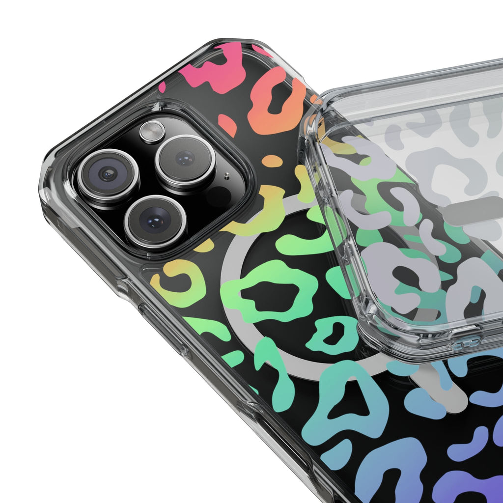 Bespattered Facade Bright Rainbow Leopard MagSafe Clear Impact Case