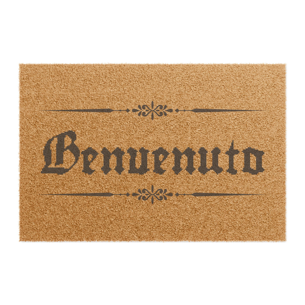 Benvenuto Doormat, Rustic Italian Welcome Coir Mat for entryways and front porch
