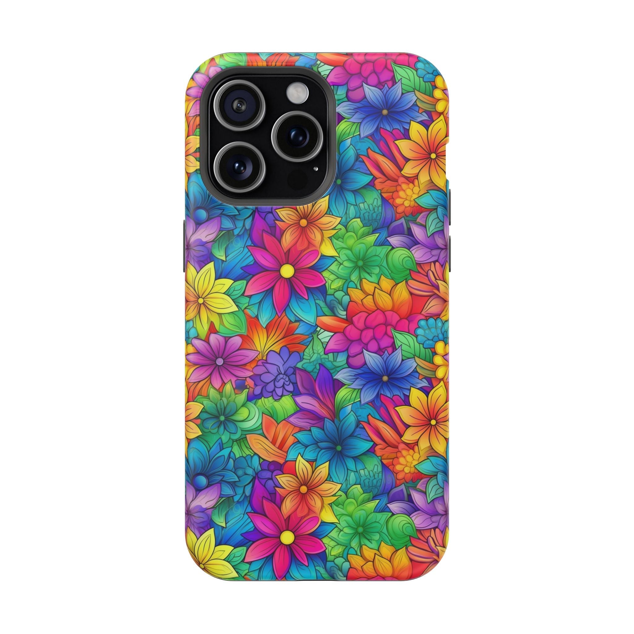 Bespattered Facade Bright Rainbow Flowers Impact-Resistant Case