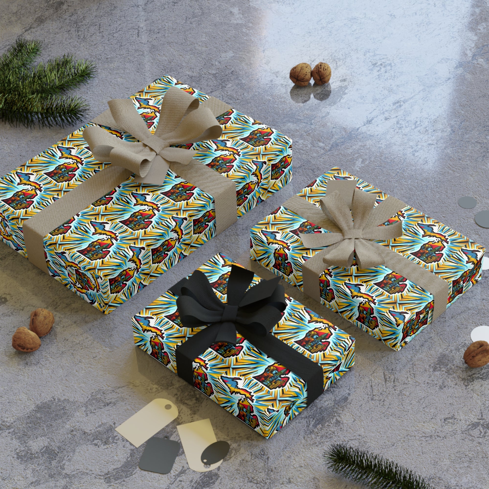 Michigan comic book style Wrapping Paper