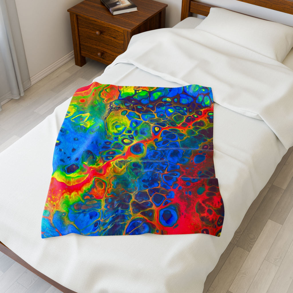 Bespattered Facade Rainbow Velveteen Plush Blanket | 3 Sizes