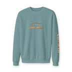 Im Hier Und Jetzt Crewneck Sweatshirt, metallic foil print German Phrase In the Here and Now, Let it go meditative phrases, Minimal Script