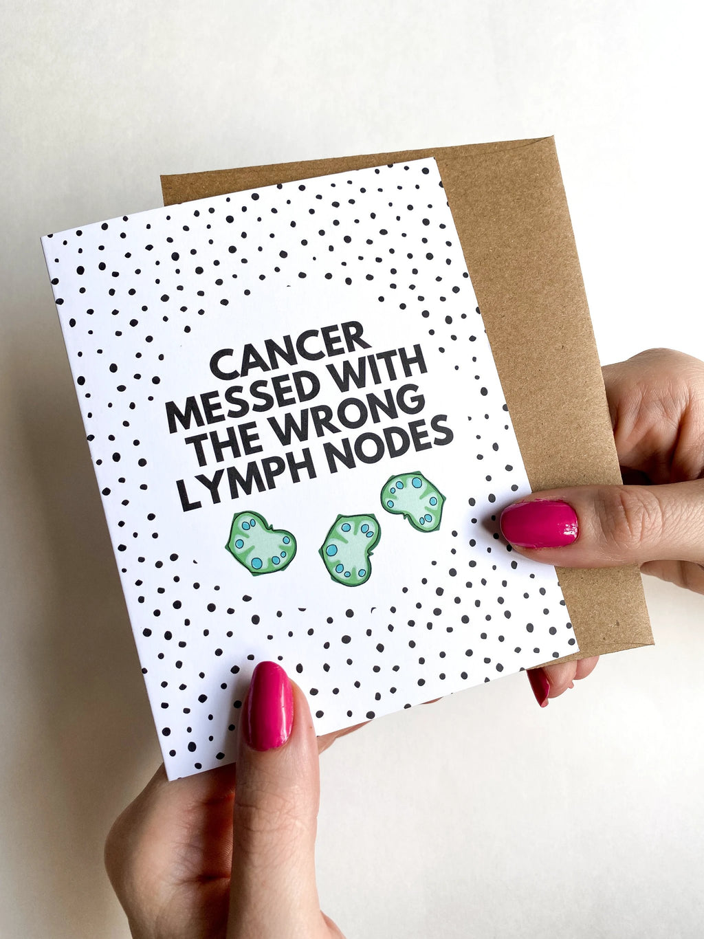 Funny Lymphoma Card – Cancer Messed With the Wrong Lymph Nodes, Get Well & Recovery Humor by Five Dot Post