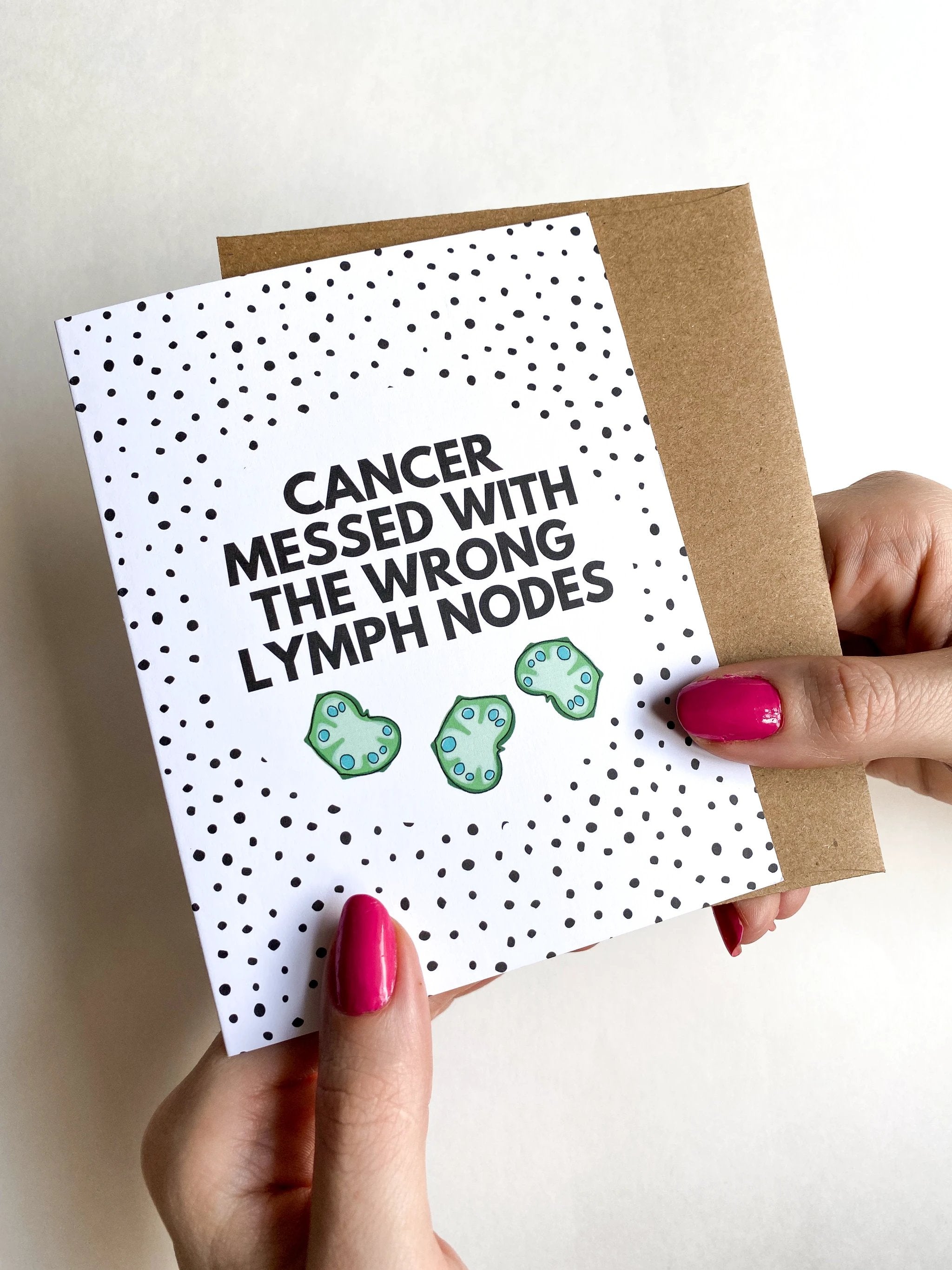 Funny Lymphoma Card – Cancer Messed With the Wrong Lymph Nodes, Get Well & Recovery Humor by Five Dot Post