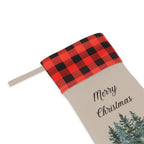 Merry Christmas plaid stocking by Printify