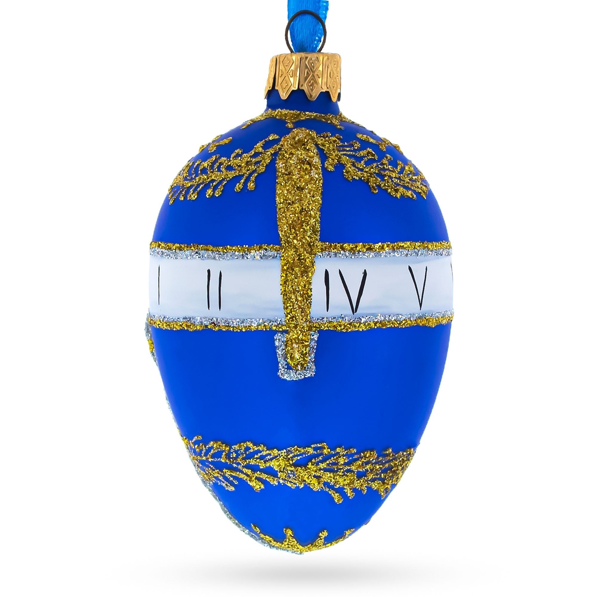 1895 Blue Serpent Clock Royal Egg Glass Ornament 4 Inches Christmas Ornaments > Royal La Vie Bien 1895 Blue Serpent Clock Royal Egg Glass Ornament 4 Inches