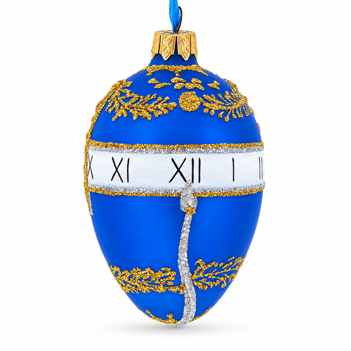 1895 Blue Serpent Clock Royal Egg Glass Ornament 4 Inches Christmas Ornaments > Royal La Vie Bien 1895 Blue Serpent Clock Royal Egg Glass Ornament 4 Inches