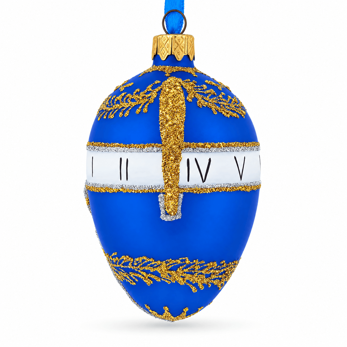 1895 Blue Serpent Clock Royal Egg Glass Ornament 4 Inches Christmas Ornaments > Royal La Vie Bien 1895 Blue Serpent Clock Royal Egg Glass Ornament 4 Inches