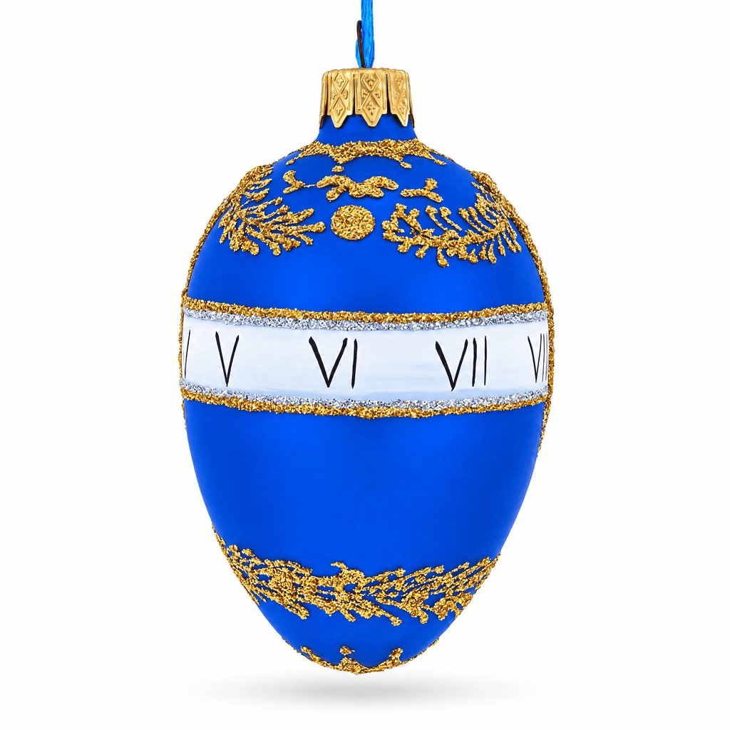 1895 Blue Serpent Clock Royal Egg Glass Ornament 4 Inches Christmas Ornaments > Royal La Vie Bien 1895 Blue Serpent Clock Royal Egg Glass Ornament 4 Inches