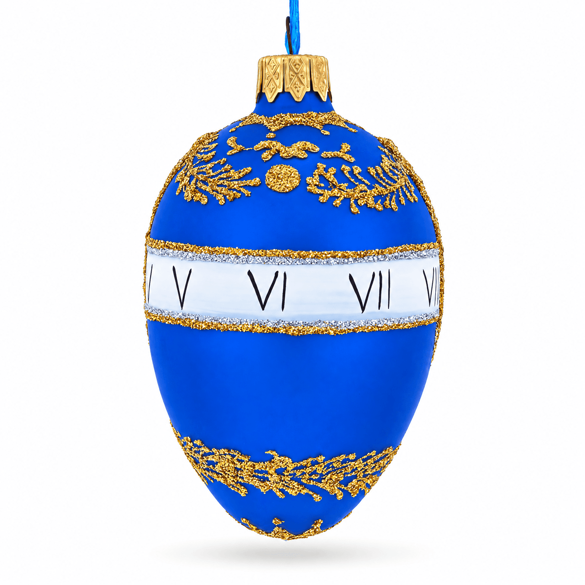 1895 Blue Serpent Clock Royal Egg Glass Ornament 4 Inches Christmas Ornaments > Royal La Vie Bien 1895 Blue Serpent Clock Royal Egg Glass Ornament 4 Inches