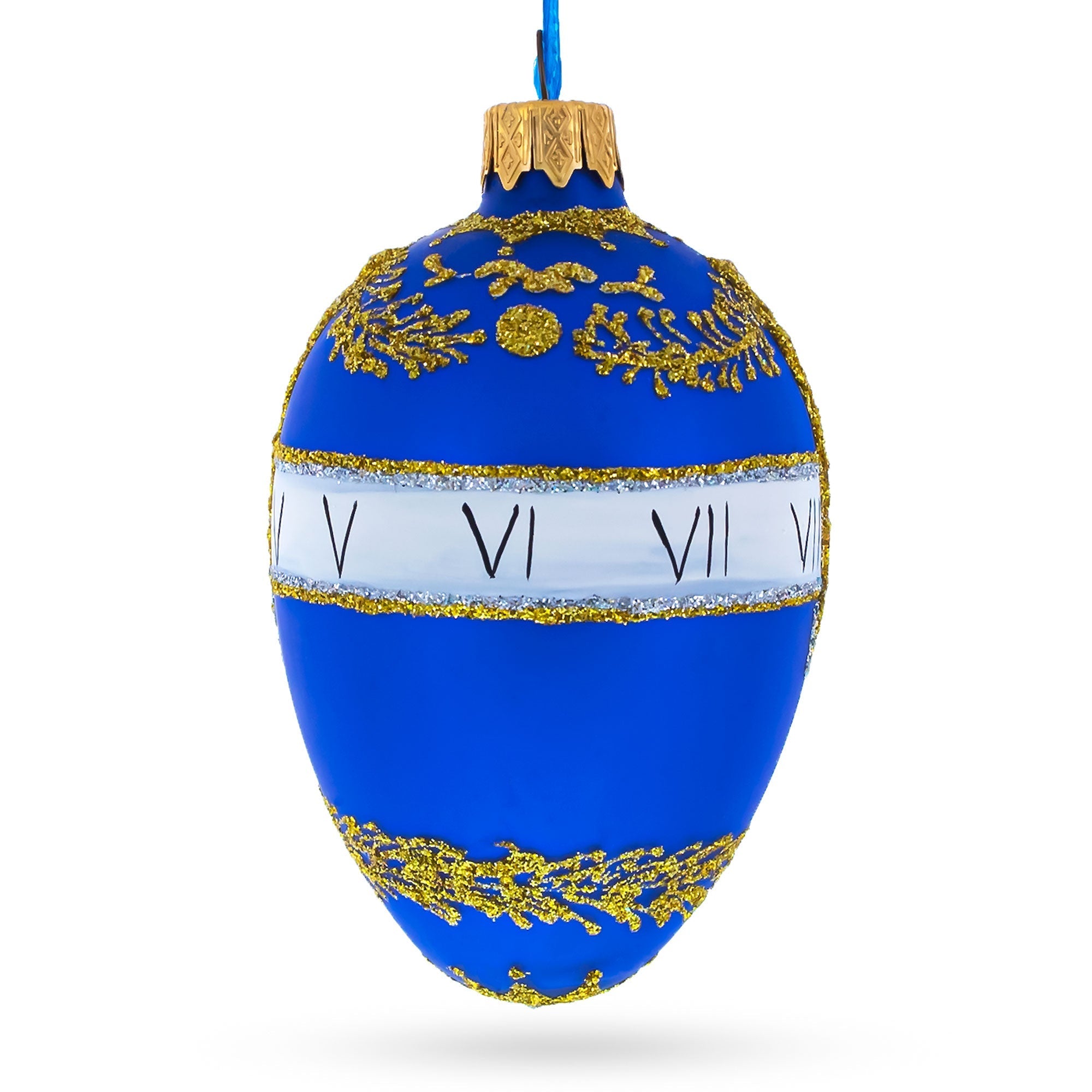 1895 Blue Serpent Clock Royal Egg Glass Ornament 4 Inches Christmas Ornaments > Royal La Vie Bien 1895 Blue Serpent Clock Royal Egg Glass Ornament 4 Inches