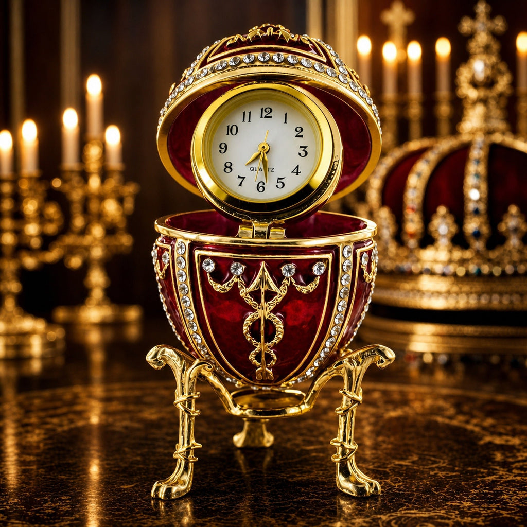 1895 Rosebud Royal Imperial Easter Egg with Clock Surprise Royal > Royal Eggs > Imperial La Vie Bien 1895 Rosebud Royal Imperial Easter Egg with Clock Surprise