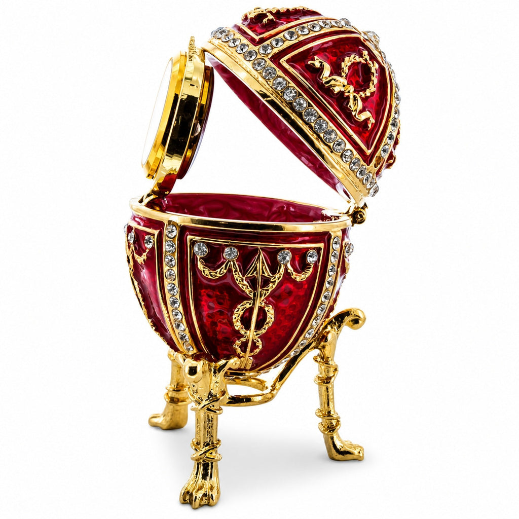 1895 Rosebud Royal Imperial Easter Egg with Clock Surprise Royal > Royal Eggs > Imperial La Vie Bien 1895 Rosebud Royal Imperial Easter Egg with Clock Surprise