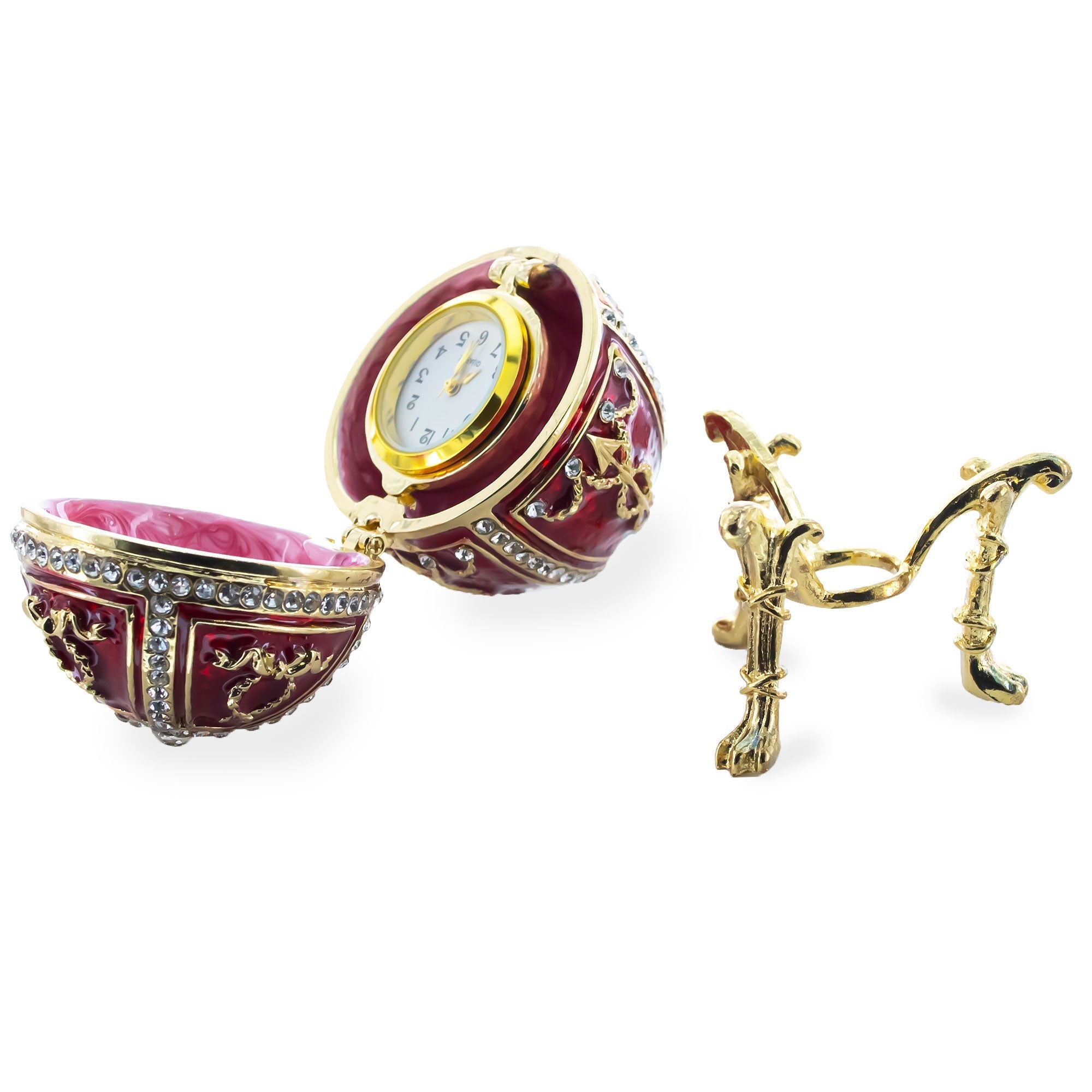 1895 Rosebud Royal Imperial Easter Egg with Clock Surprise Royal > Royal Eggs > Imperial La Vie Bien 1895 Rosebud Royal Imperial Easter Egg with Clock Surprise