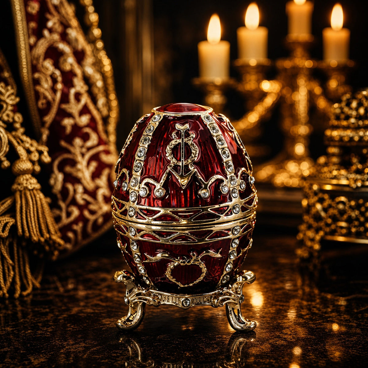1895 Rosebud Royal Imperial Metal Easter Egg 2.5 Inches Royal > Royal Eggs > Imperial La Vie Bien 1895 Rosebud Royal Imperial Metal Easter Egg 2.5 Inches