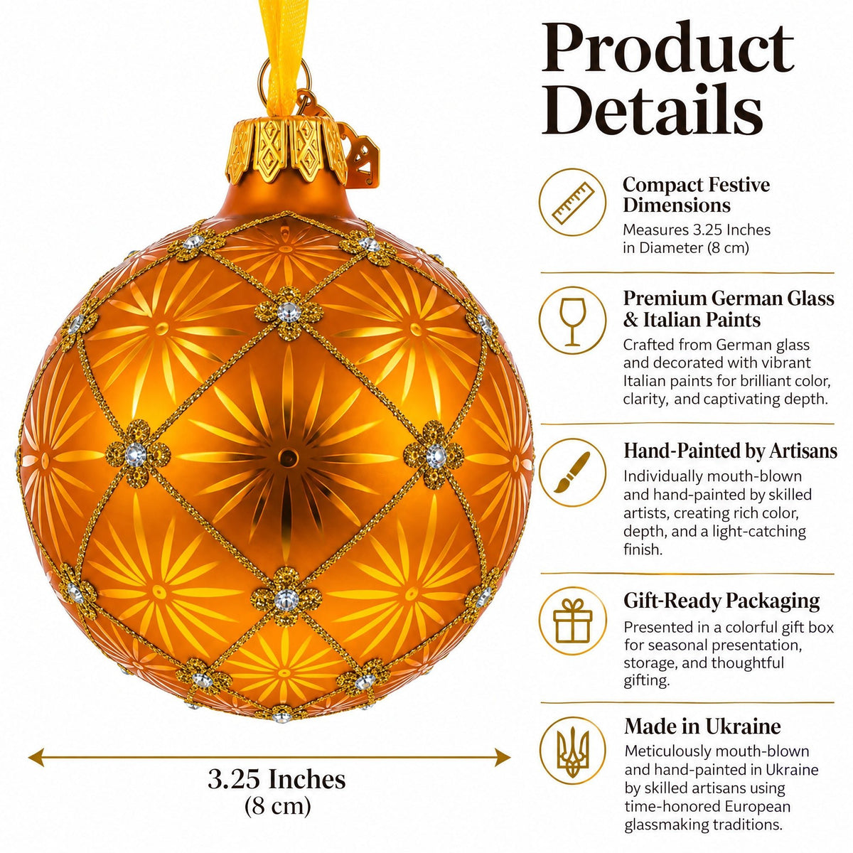 1897 Coronation Royal Gold Glass Christmas Ornament 3.25 Inches Christmas Ornaments > Glass > Egg La Vie Bien 1897 Coronation Royal Gold Glass Christmas Ornament 3.25 Inches