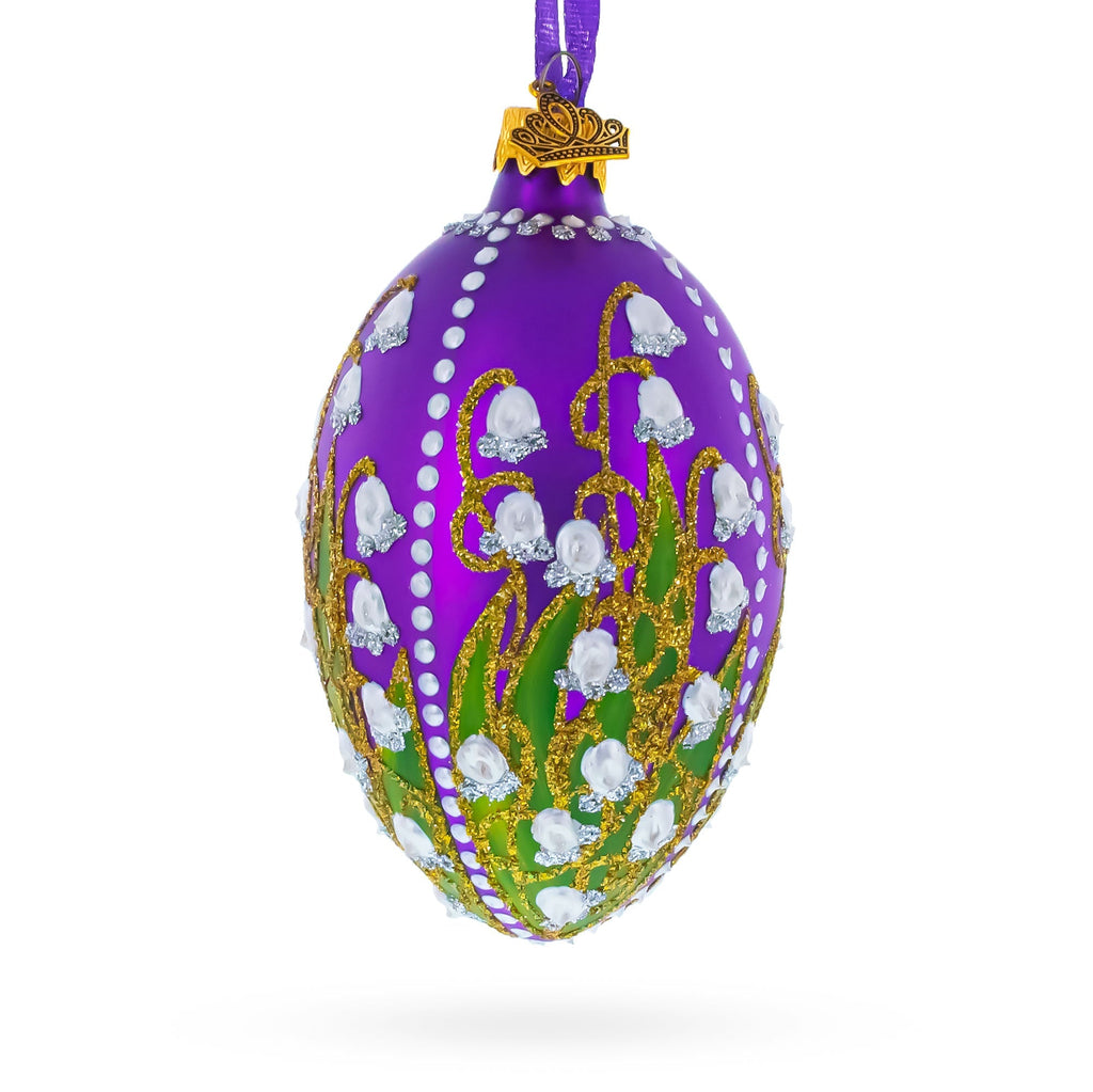 1898 Lilies Of The Valley In Purple Royal Egg Glass Ornament 4 Inches Christmas Ornaments > Royal La Vie Bien 1898 Lilies Of The Valley In Purple Royal Egg Glass Ornament 4 Inches