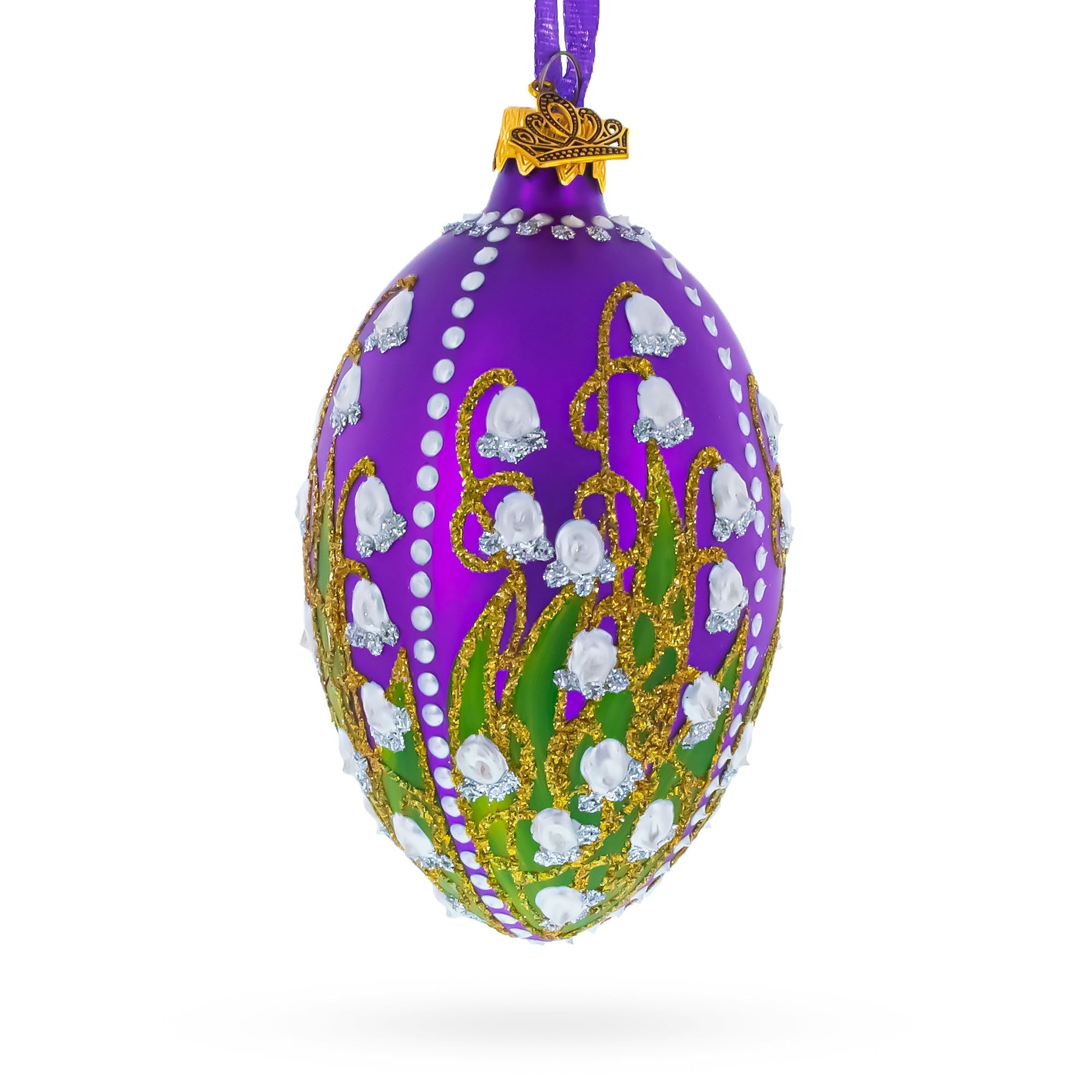 1898 Lilies Of The Valley In Purple Royal Egg Glass Ornament 4 Inches Christmas Ornaments > Royal La Vie Bien 1898 Lilies Of The Valley In Purple Royal Egg Glass Ornament 4 Inches