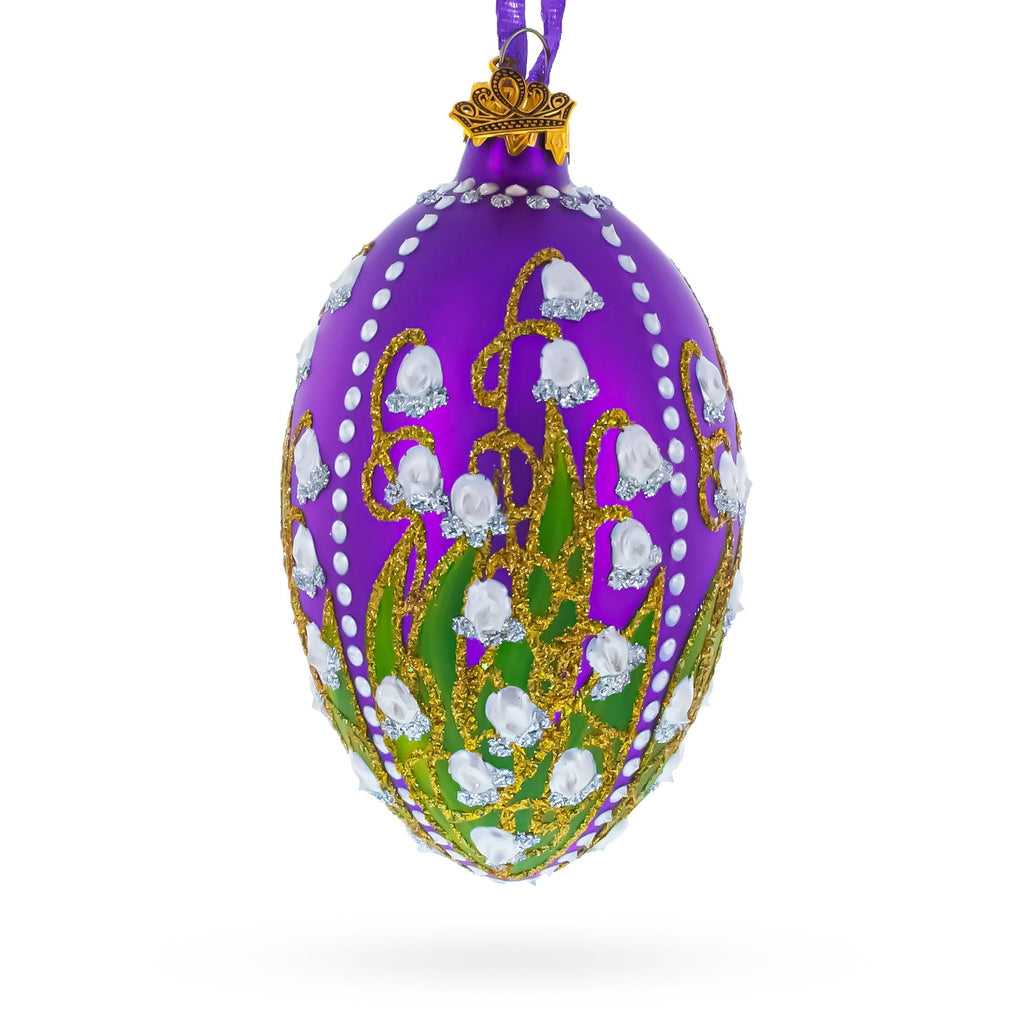1898 Lilies Of The Valley In Purple Royal Egg Glass Ornament 4 Inches Christmas Ornaments > Royal La Vie Bien 1898 Lilies Of The Valley In Purple Royal Egg Glass Ornament 4 Inches