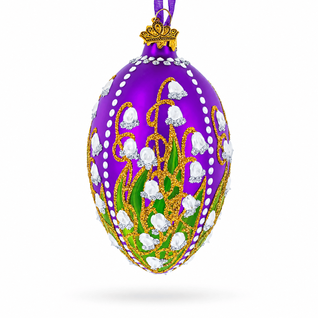 1898 Lilies Of The Valley In Purple Royal Egg Glass Ornament 4 Inches Christmas Ornaments > Royal La Vie Bien 1898 Lilies Of The Valley In Purple Royal Egg Glass Ornament 4 Inches