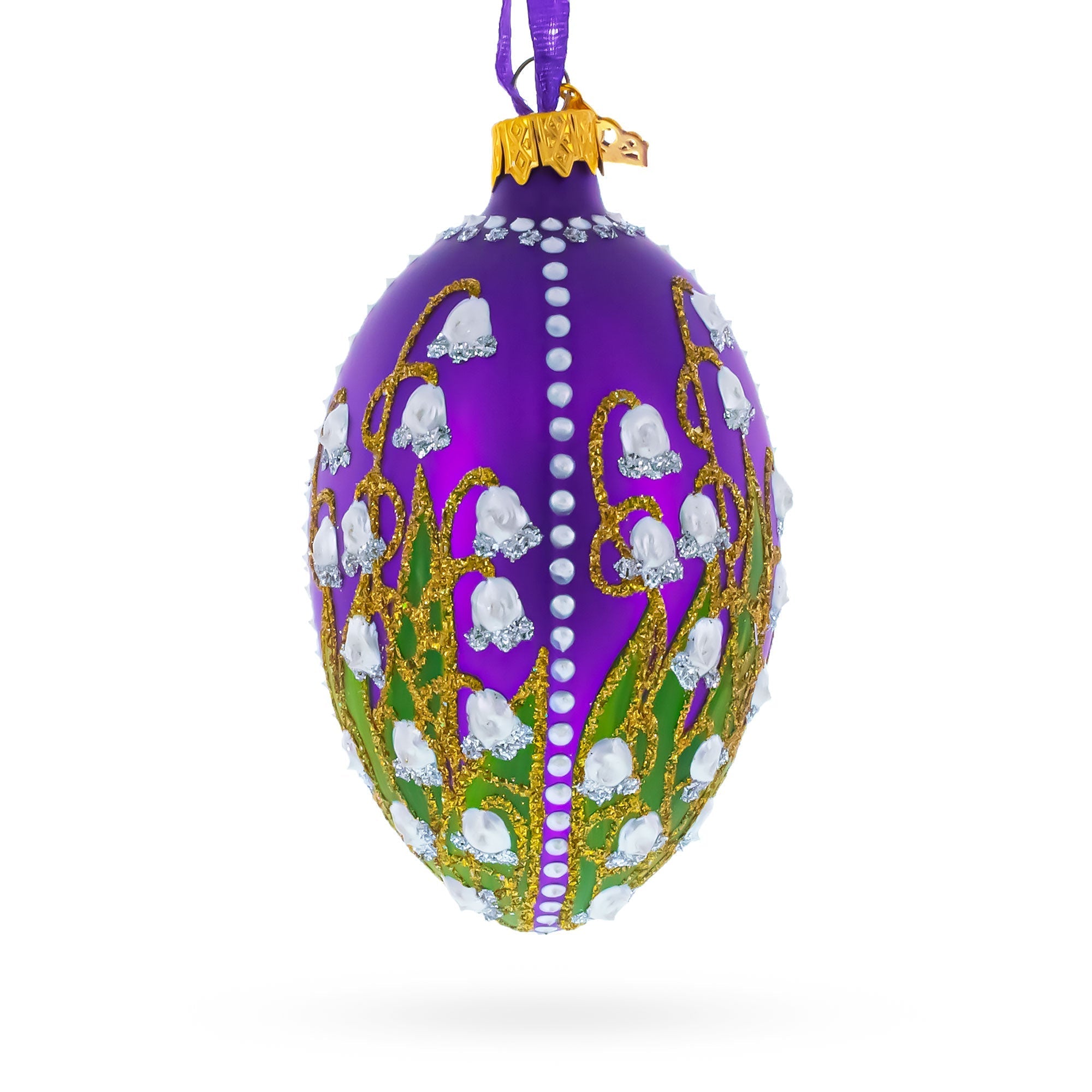 1898 Lilies Of The Valley In Purple Royal Egg Glass Ornament 4 Inches Christmas Ornaments > Royal La Vie Bien 1898 Lilies Of The Valley In Purple Royal Egg Glass Ornament 4 Inches