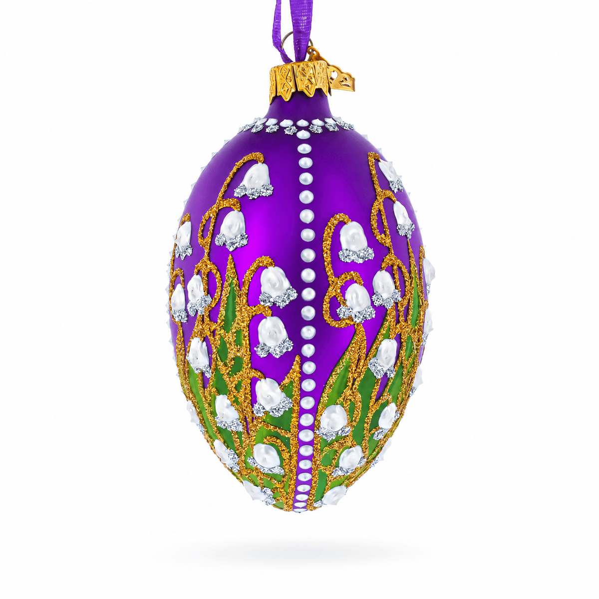 1898 Lilies Of The Valley In Purple Royal Egg Glass Ornament 4 Inches Christmas Ornaments > Royal La Vie Bien 1898 Lilies Of The Valley In Purple Royal Egg Glass Ornament 4 Inches